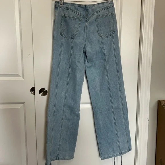 Lioness Daydream Tie Up Jean / Sky Blue Lace-Up Wide Leg Jeans - Picture 9 of 14
